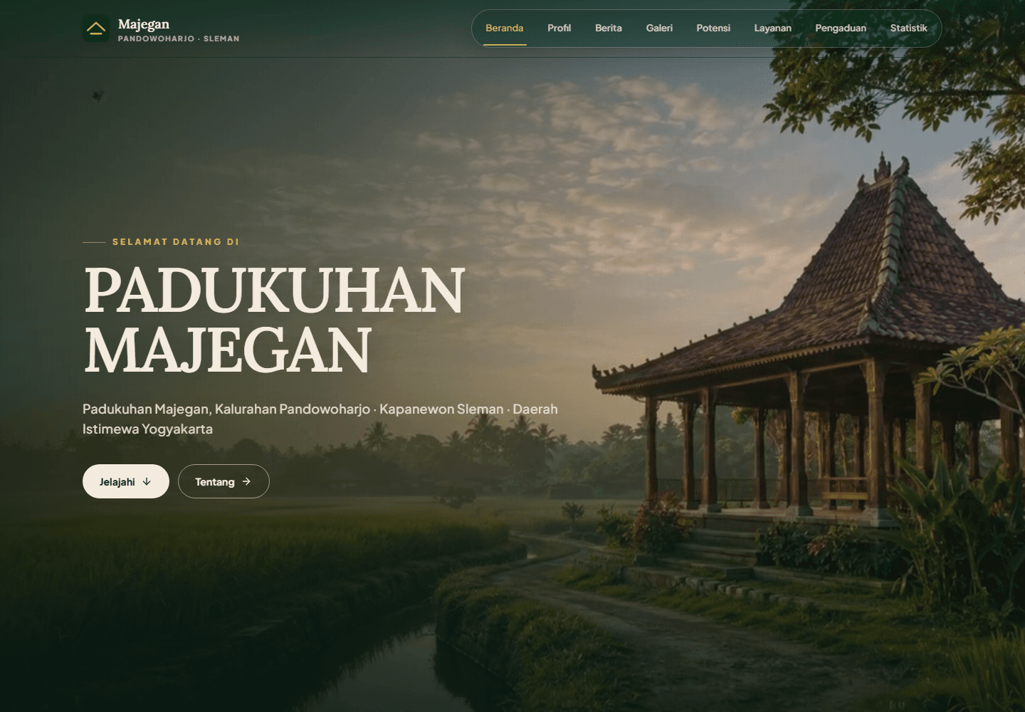 Halaman beranda website Padukuhan Majegan